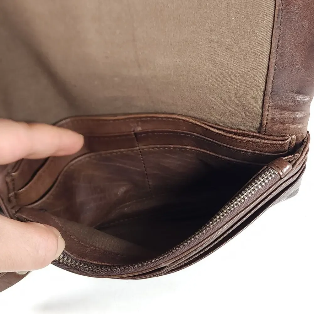 LATICO Terry Brown Distressed Leather Credit Cards Slots Flap Bifold Wallet